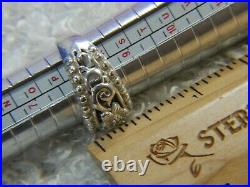 FORGET ME NOT FLOWER 1/2 0.925 Sterling Silver Estate band RING size 8.25