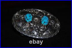Fantastic THOMAS TSO Signed & Marked Sterling Silver/Turquoise Buckle 50 grams