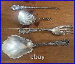 Four Unique Pieces, Marked Sterling-Late 1800s, Early 1900s, Tarnished