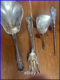 Four Unique Pieces, Marked Sterling-Late 1800s, Early 1900s, Tarnished