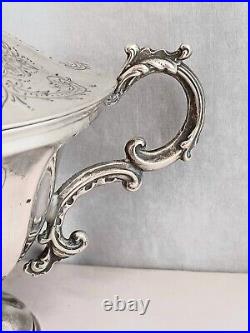 French Sterling with Minerva Marks Covered Large Sugar Bowl 5 Tall