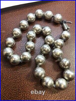 Fully Marked Mexican 925 Sterling Silver Hollow Ball/Bead 20 Long Necklace