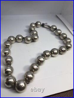 Fully Marked Mexican 925 Sterling Silver Hollow Ball/Bead 20 Long Necklace