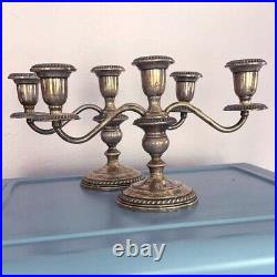 GORHAM Set of 2 Sterling Silver Weighted candlestick Candelabra mark'STERLING