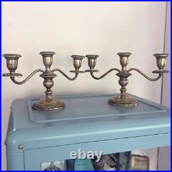 GORHAM Set of 2 Sterling Silver Weighted candlestick Candelabra mark'STERLING