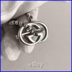 GUCCI Authentic GG Logo Mark Interlocking Ball Chain Necklace Sterling Silver