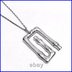 GUCCI Bamboo G Mark Logo Chain Necklace Pendant Sterling Silver SV925
