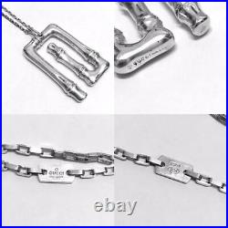 GUCCI Bamboo G Mark Logo Chain Necklace Pendant Sterling Silver SV925