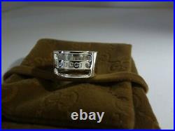 GUCCI Logo Ring Sterling Silver 925. Marked 18 / U. S. Size 8.75