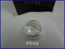 GUCCI Logo Ring Sterling Silver 925. Marked 18 / U. S. Size 8.75