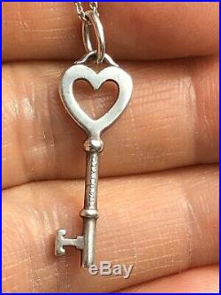 Genuine Assay Mark Tiffany & Co Heart Key Pendant Necklace