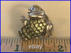 Genuine Peridot Highly Polished FROG Sterling Silver RING Size 8 Marked 925