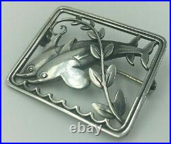 Georg Jensen Silver brooch with 1960s mark Design 251 Dolphins Jumping