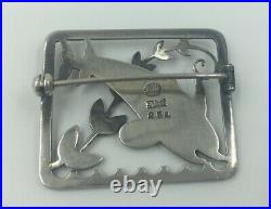 Georg Jensen Silver brooch with 1960s mark Design 251 Dolphins Jumping
