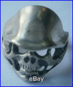 German ww2 ring WWII Skull Helmet Sterling silver 830 Germany jewelry mark us10