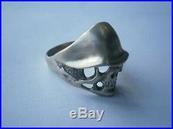 German ww2 ring WWII Skull Helmet Sterling silver 830 Germany jewelry mark us10