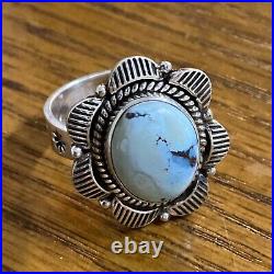 Golden Hills Turquoise sterling Silver Adjustable ring Marked 925
