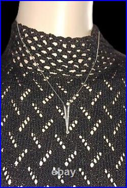 Gorgeous 925 N CN Marked Spike Diamond Necklace 9.78 Inches Long