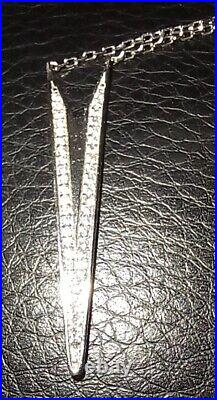Gorgeous 925 N CN Marked Spike Diamond Necklace 9.78 Inches Long