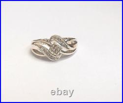 Gorgeous Sterling Silver Swirl Diamond Chip Accent Mom Ring Sz 5 Marked Sun
