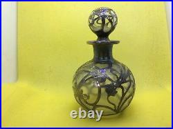 Gorham Marked Sterling Silver Glass Overlay Perfume Bottle Vintage D1070 4