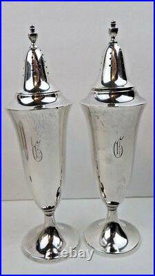 Gorham Solid Sterling Silver 6.5 Tall Salt & Pepper Shakers Date Mark 1925