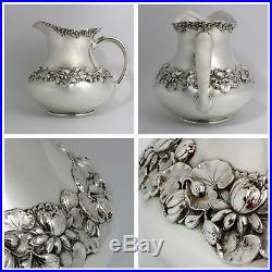Gorham Sterling Silver Water Pitcher Water Lilies 1898 Date Mark