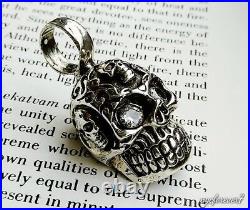 Gothic Skull Cranium Pendant Detailed 925 Sterling Silver Handcrafted Marked