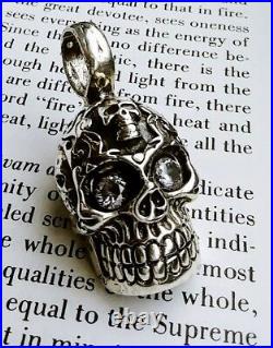 Gothic Skull Cranium Pendant Detailed 925 Sterling Silver Handcrafted Marked