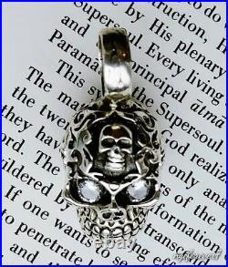 Gothic Skull Cranium Pendant Detailed 925 Sterling Silver Handcrafted Marked