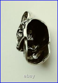 Gothic Skull Cranium Pendant Detailed 925 Sterling Silver Handcrafted Marked