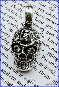 Gothic Skull Cranium Pendant Detailed 925 Sterling Silver Handcrafted Marked