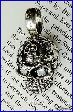 Gothic Skull Cranium Pendant Detailed 925 Sterling Silver Handcrafted Marked