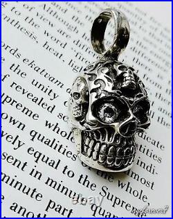 Gothic Skull Cranium Pendant Detailed 925 Sterling Silver Handcrafted Marked