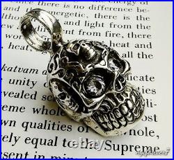 Gothic Skull Cranium Pendant Detailed 925 Sterling Silver Handcrafted Marked