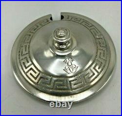 Greek Key Art Deco Jar English Silver AD Marked Alfred Dunhill & Sons Glass