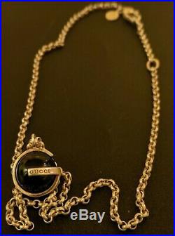 Gucci necklace silver ball G motif G mark Lady's SV925 pendant stone black