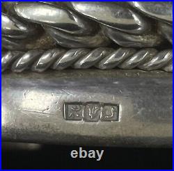HEAVY Vintage 800 Silver Lotus 40s Mark Egyptian Bedouin Cuff Bracelet 114g
