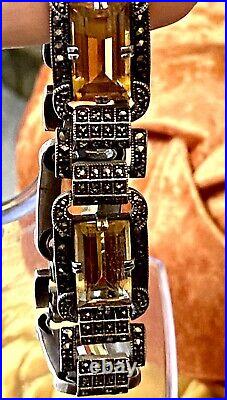 HUGE! HEAVY STERLING Antique 7.5x 5/8! Very rare Retro Bracelet excellent