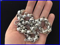 HUGE Very Heavy Sterling Silver Belcher Chain Necklace 18.5 121g Marked 925