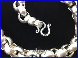 HUGE Very Heavy Sterling Silver Belcher Chain Necklace 18.5 121g Marked 925