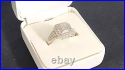 Halo Style, Cushion Cut Diamond Ring, Sterling Silver, Size 7.5, Marked Sun925