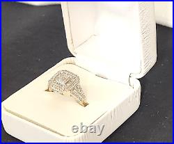 Halo Style, Cushion Cut Diamond Ring, Sterling Silver, Size 7.5, Marked Sun925