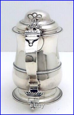 Hand Wrought English Sterling Silver Tankard with Armorial marked JW Dated 1764