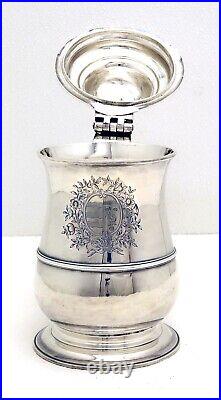 Hand Wrought English Sterling Silver Tankard with Armorial marked JW Dated 1764