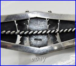 Handmade Vintage Sterling Silver Carnelian Cuff Bracelet Marked Signed 40 Grams