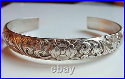 Heavy 99 Sterling Silver Chinese Cuff Bracelet Not For Export Marks