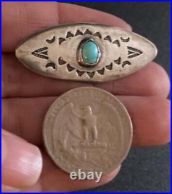 Hopi Morris Robinson Sterling Silver Turquoise Brooch Pin H snake mark