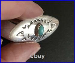 Hopi Morris Robinson Sterling Silver Turquoise Brooch Pin H snake mark