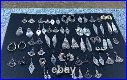 Huge 925 Vintage Sterling Silver Earrings Lot Marked